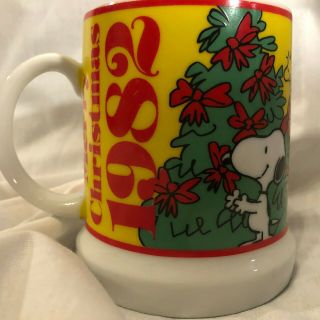 Rare Vintage 1982 Peanuts Snoopy Charlie Brown Merry Christmas Mug