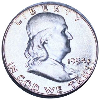 1954 Franklin Half Dollar,  Rare Lustrous High End 50c Collectible Coin No Res
