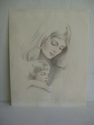 Vtg 1980 Irene Spencer " Contentment " Lithograph Print Signed Listed Artist