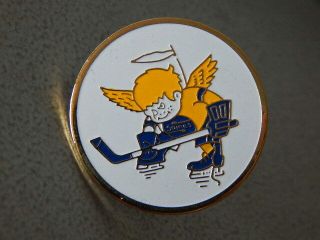 Vintage 1970s Minnesota Fighting Saint Wha Hockey Official Logo Lapel Pin - Rare