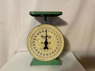 Vintage Way Rite Chicago House Scale Capacity 25 Lbs Green Rustic