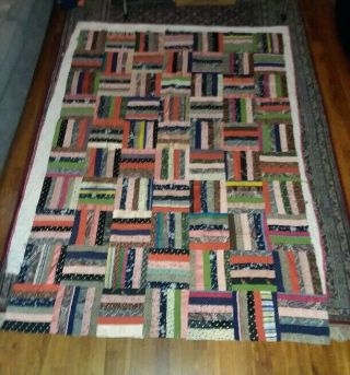 Antique Hand Stitched Rich Multi - Colored Crazy Patchwork Quilt Top - 8 " Squares
