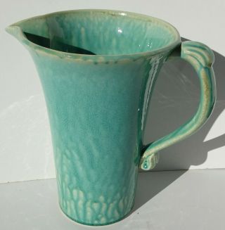 Rare Jars - France Tourron Jade Ceramic Stoneware Pitcher,  French Design,  11.  25 "
