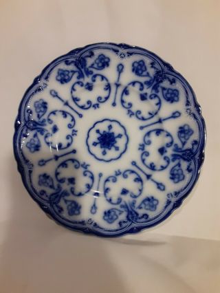 3 Antique Flow Blue Plates Conway Semi - Porcelain Wharf Pottery England 2