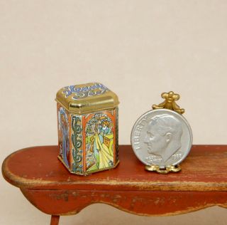 Vintage Bodo Hennig Metal Tea Tin Dollhouse Miniature 1:12 3