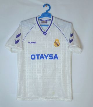 Rare Real Madrid 1990 - 1992 Home Football Soccer Shirt Jersey Hummel