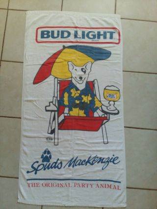Vintage Bud Light Spud Mackenzie Beach Towel 53×28 Rare