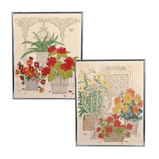 Rare Mid Century Modern Floral Art Prints By Arthur Saron Sarnoff