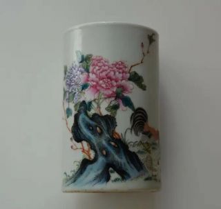 Rare Chinese Antique Porcelain Brush Holder Pot Scholar Art Marked
