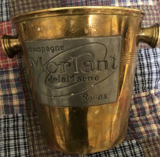 French Art Deco Champagne Ice Bucket Cooler Brass Pewter Reims Morlant