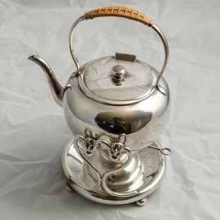 Antique English silver plate tea kettle with stand and warmer. 2