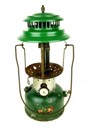 Vintage Coleman 220e Green Double Mantle Lantern No Glass Repair