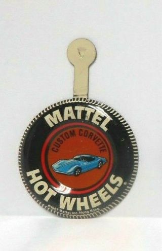 Rare 1967 Hot Wheels Redline Red Line Blue Corvette Car Metallic Button With Tab