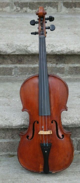 Rare Antique 1900s Stradivarius Violin Made In Germany Figured Maple