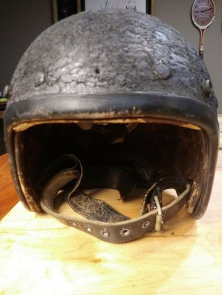 Vintage Agv Valenza Motorcycle Helmet - 1950s ? Black Antique