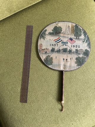 Vintage Antique Ladies Hand Held Fan Commemorative 1897 1922 Chinese And America