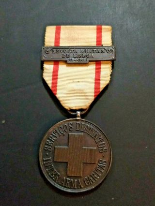 Antique Rare Wwi Portugal Portuguese Red Cross Service Medal Order