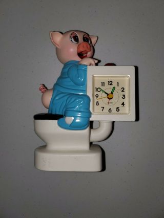 Rare Sunko Pig On Toilet Alarm Clock 9 "