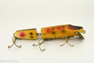 Vintage Heddon Jointed Vamp Minnow Antique Fishing Lure Strawberry Spot Lc2