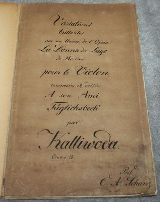 1830 ' S RARE HAND WRITTEN SHEET MUSIC VARIATIONS LA DONNA DEL LAGO KALLIWODA 2