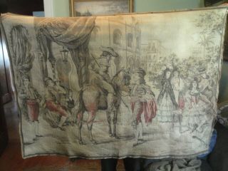 Large Antique Made In Belgium Spanish Scene Tapestry