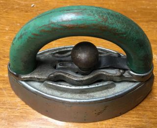 Antique Vintage Child’s Toy Sad Iron Wooden Removable Handle,  Usa,  3.  5 In.