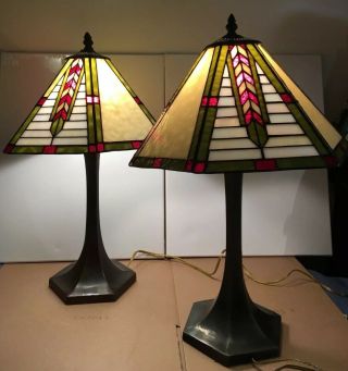 Vintage Dale Tiffany Table Lamps Mission Style Rare