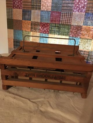 Vintage Twin Brooks Farms 1 Dozen Wooden Egg Crate