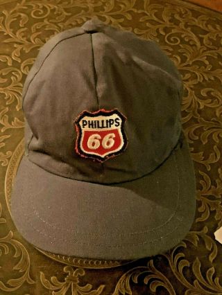 Vintage Rare Phillips 66 Gas Station Attendant Hat Cap W/ Ear Flaps
