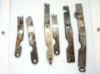 Antique 19c Rare Set Of 6 - 1 Wertheim And 5 Bank Safe Skeleton Keys