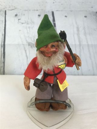 Vintage Steiff Troll " Pucki " Dwarf Gnome Doll 4.  5 " Rare
