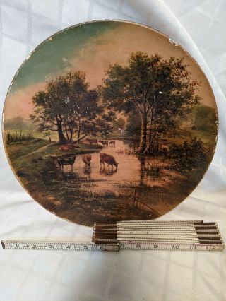 Antique 1865? 19th Century Painting By Sarah Harvey Farm Scene