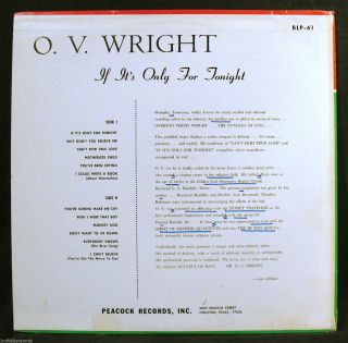 O.  V.  WRIGHT (If It Is) Only For Tonight - Rare Deep Soul Album - BACKBEAT LP - 61 2