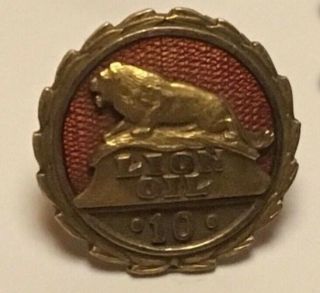 Rare 10k Gold Lion Oil 10 Year Service Award Pin Oil And Gas Petroleum Pin
