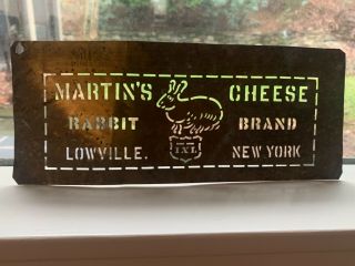 Rare Antique Advertising Stencil Martin Cheese Rabbit Brand Lowville Ny 3