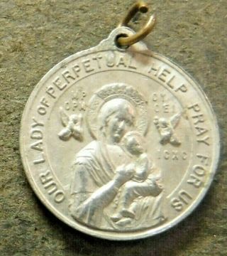 Antique Medal of St Alphonsus Liguori and Our Lady of Perpetual Help 2