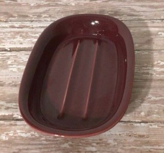 Vintage Maroon Ceramic Soap Dish Jewelry Trinket Tray 6.  5” X 4.  5”