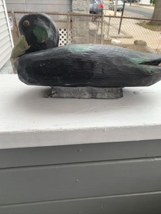 Antique Wooden,  Hand Carved Duck Decoy With Metal Tac Riveted Eyes
