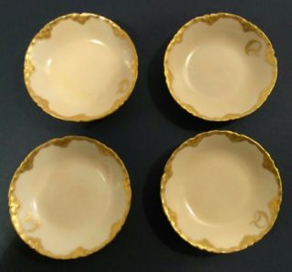 Antique H & Co L France Haviland Porcelain Gold Gilt Salt Or Finger Dishes