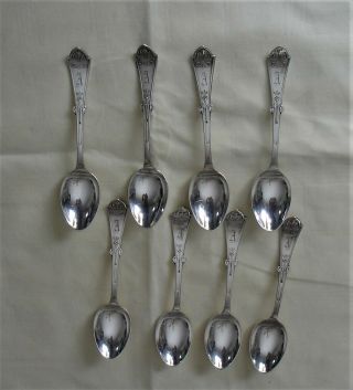 8 Gem Silverplate Demitasse Spoon Set 1871 Reed & Barton Flatware W/monogram