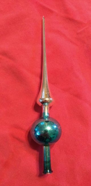Antique/vintage Mercury Glass Christmas Tree Topper Silver And Blue 8 3/4 "
