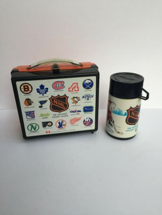 Rare Early 1970s Vintage Nhl Hockey Lunchbox And Thermos Golden Seals Variant