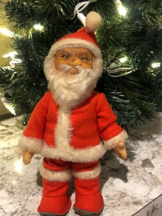 Vintage/antique 8” Steiff Santa Claus With Hat - Mohair And Straw Stuffed