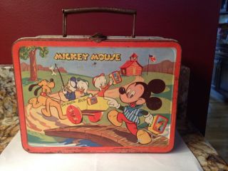 1954 Walt Disney Vintage Mickey Mouse & Donald Duck Lunch Box Rare