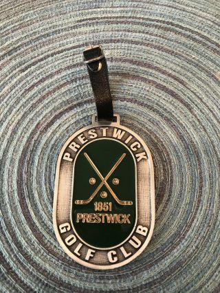 Vintage Rare Prestwick Country Club Golf Bag Tag - Uniontown,  Ohio - Metal