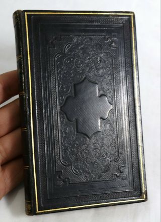Antique 19th Century German Christian Prayer Hymnal Leather Bound Book