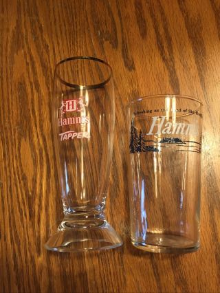 2 Vintage Hamm’s Beer Glasses Tapper Beer Glass & Hamm’s Bar Glass Rare