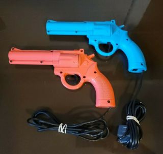 Rare Pair Snes Konami Lethal Enforcers Justifier Light Guns Pink & Blue