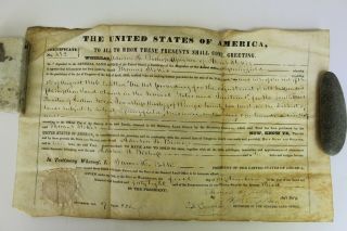 Antique President James K.  Polk Secretary Signed Land Grant Missouri 1848 Rare