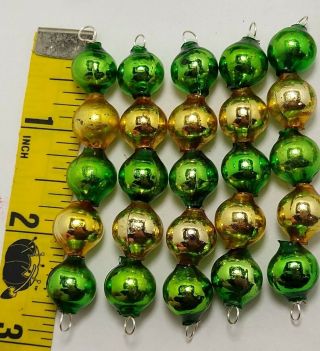 Mercury Glass Bead Icicle 7 Christmas Ornaments GREEN and GOLD 3